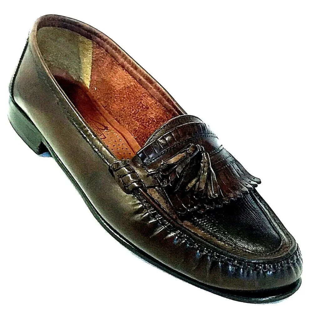 Giorgio Brutini Shoe 9.5 D Lizard Kiltie Tassel Loafer Le Glove Brown Preppy